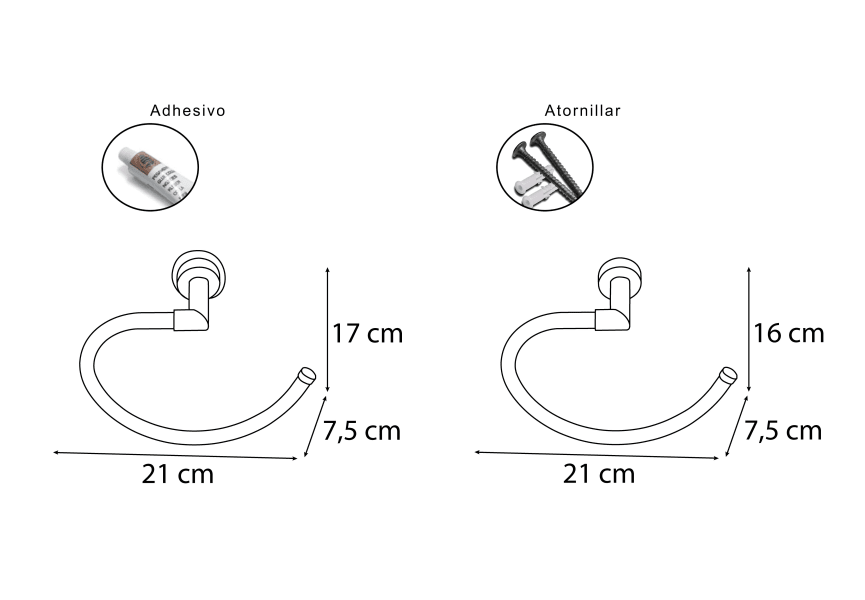 Anneau porte-serviette Tau Mediterranea de baño croquis 1