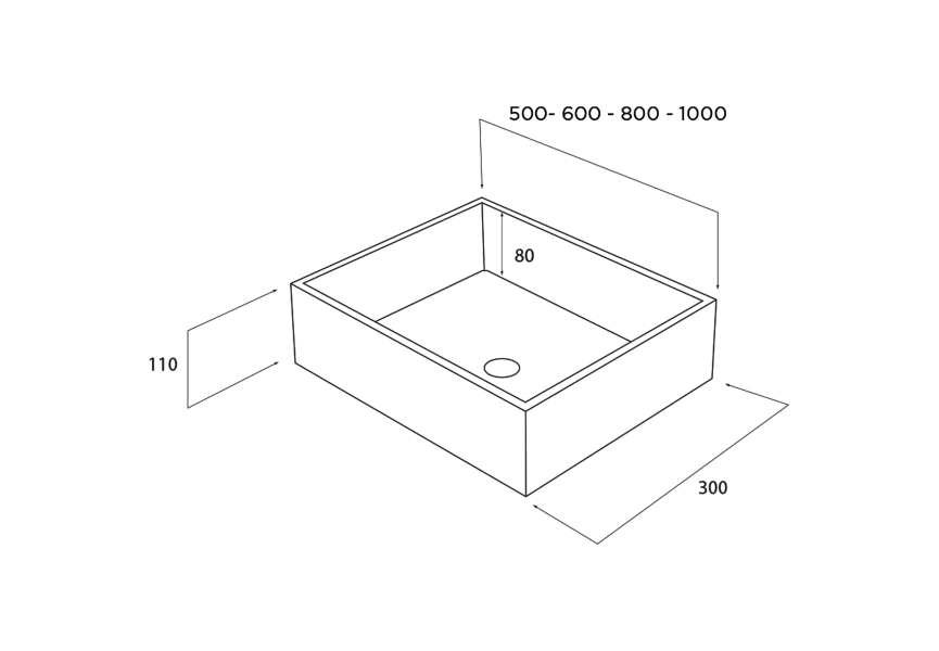 Lavabo à poser Harlem avec profondeur réduite Art and Bath croquis 2