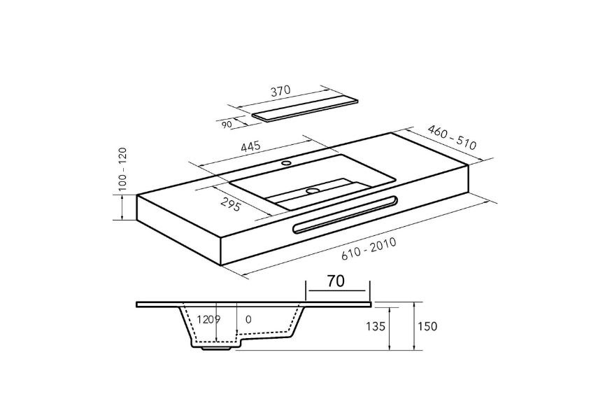 Lavabo suspendu Miami Bruntec croquis 5