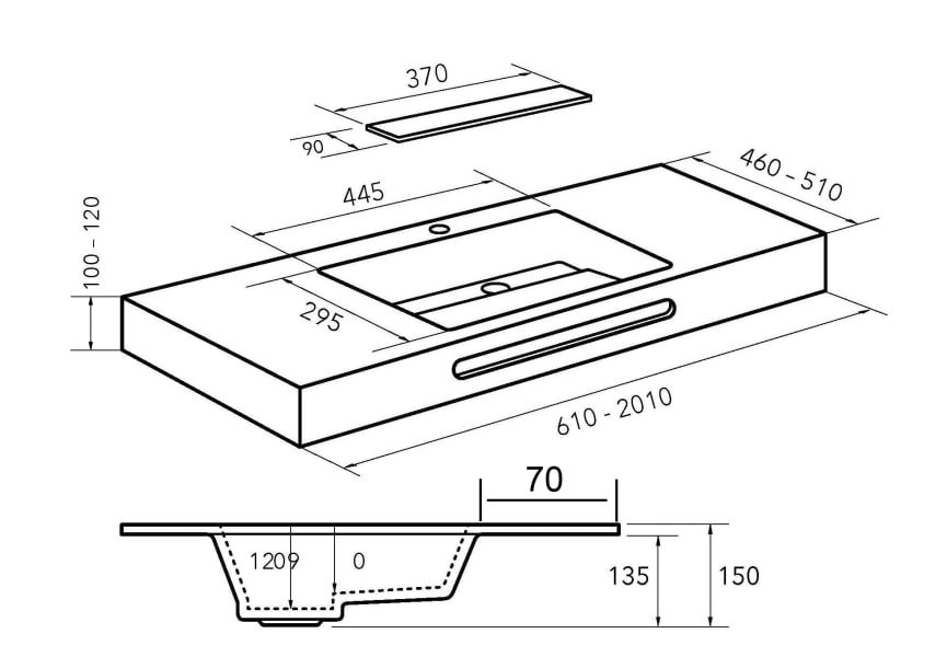 Lavabo suspendu Bruntec Miami croquis 5
