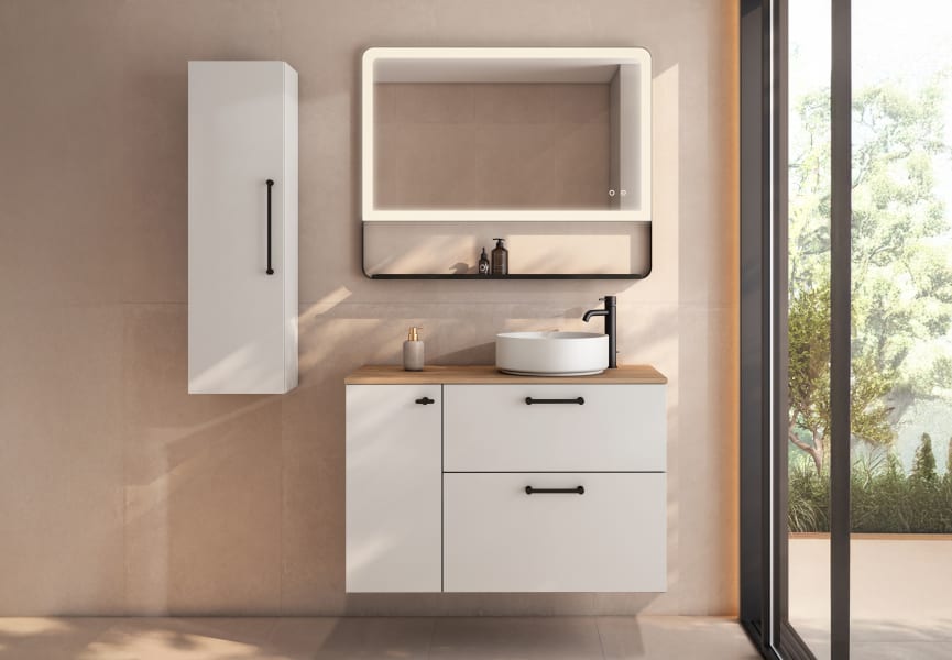 Meuble de salle de bains avec plan de toilette en bois Verso Viso principal 0