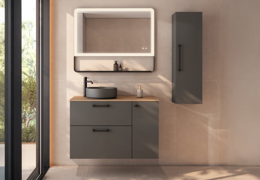 Meuble de salle de bains avec plan de toilette en bois Verso Viso principal 6