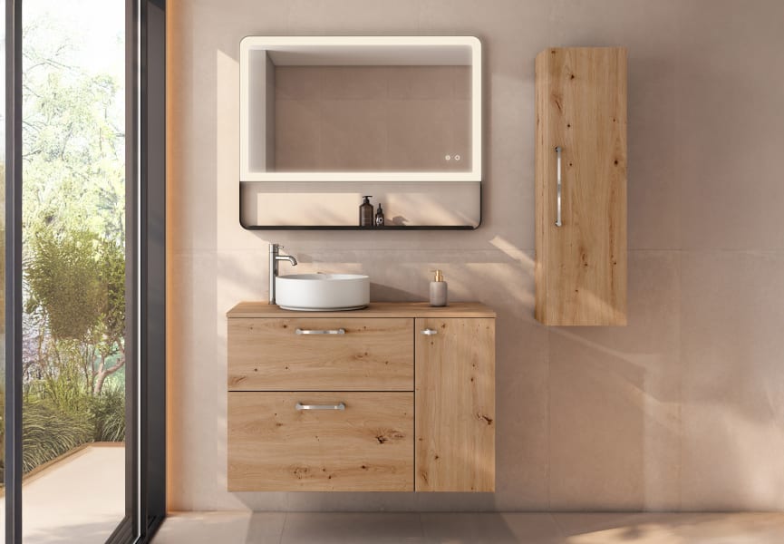 Meuble de salle de bains avec plan de toilette en bois Verso Viso principal 1