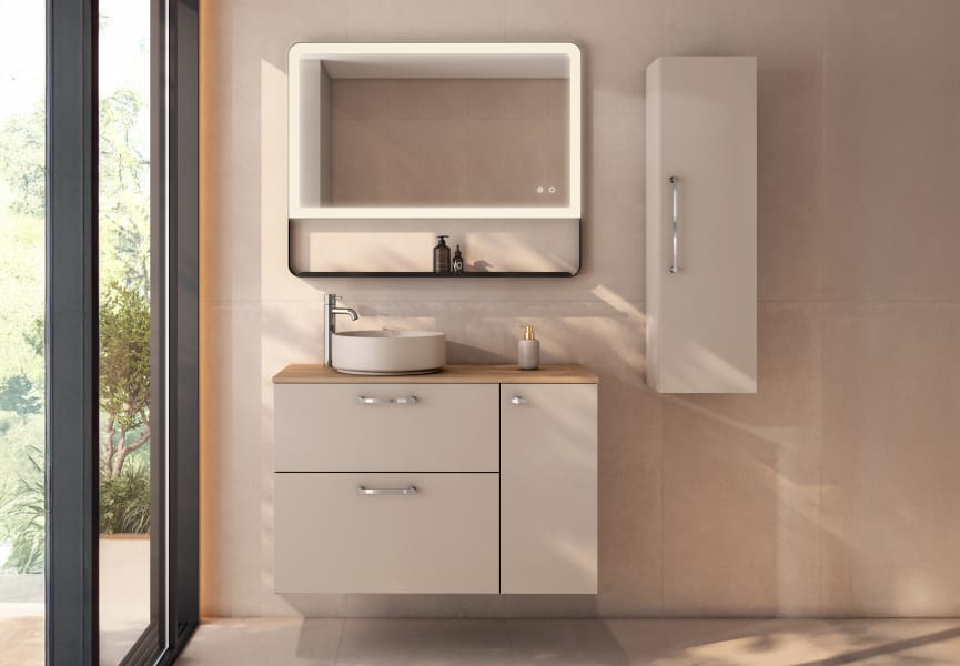Meuble de salle de bains avec plan de toilette en bois Verso Viso principal 5