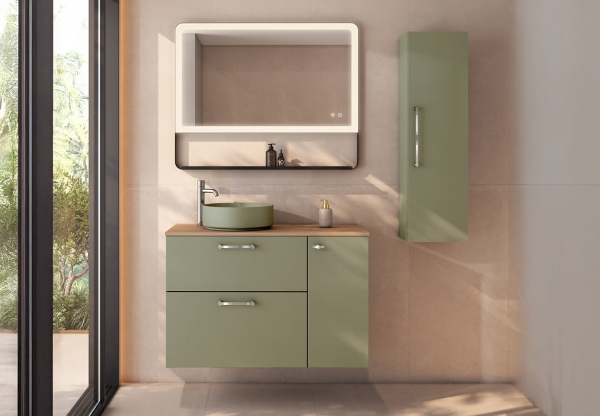 Meuble de salle de bains avec plan de toilette en bois Verso Viso principal 3