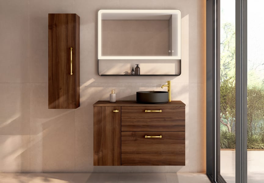 Meuble de salle de bains avec plan de toilette en bois Verso Viso principal 4