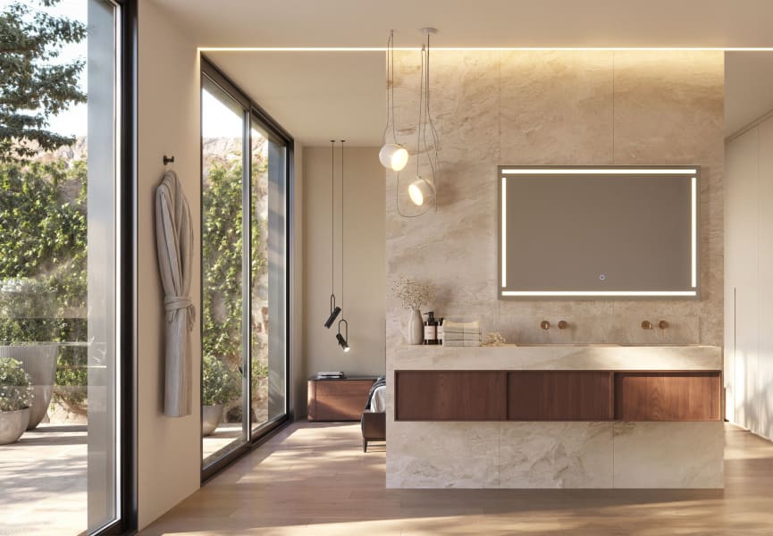 Luna miroir de salle de bain avec éclairage LED gris Viena Ledimex environnement 4