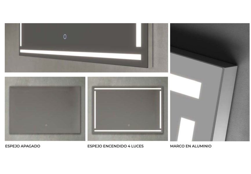 Luna miroir de salle de bain avec éclairage LED gris Viena Ledimex détail 2