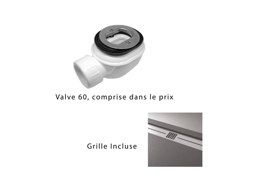 Receveur de douche en résine Stone Cach Duplach option 4