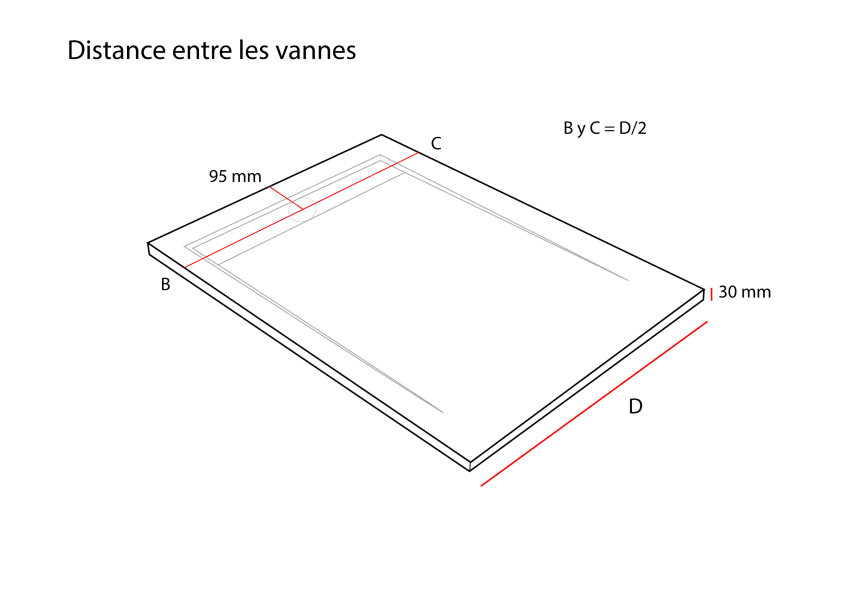 Receveur de douche en résine Stone Cach Duplach détail 2