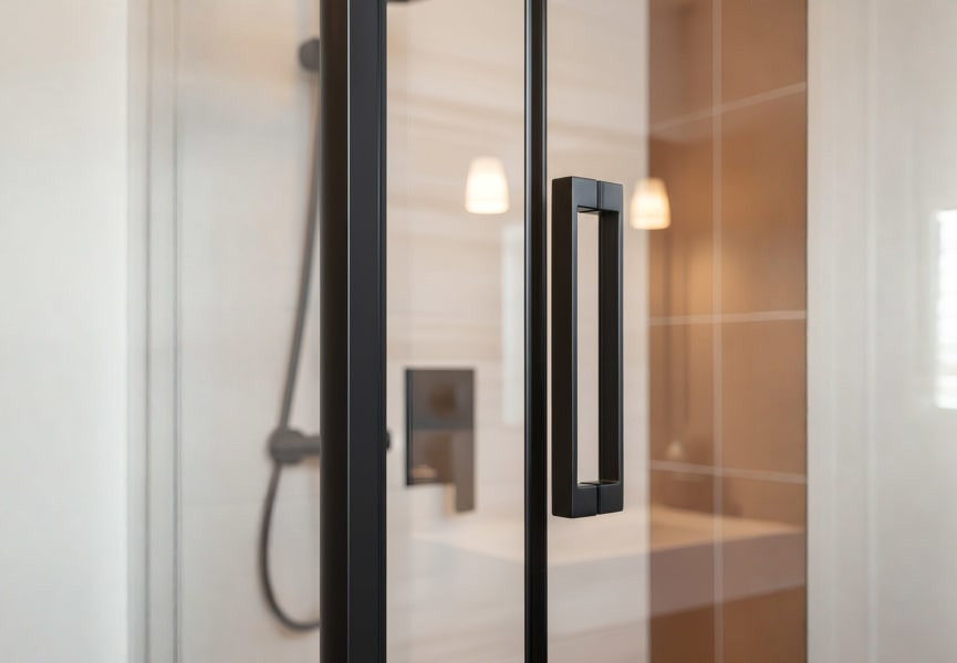 Paroi de douche profil noir Sabik Bruntec détail 1