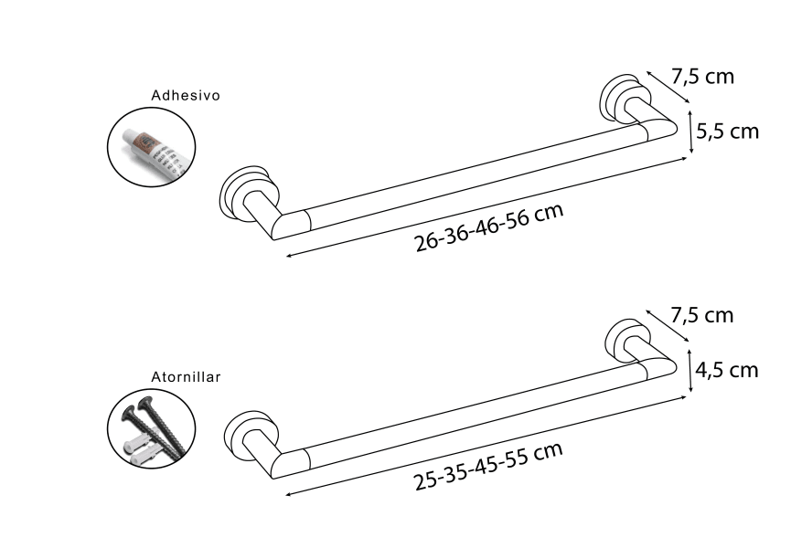 Porte-serviettes fixe Tau Mediterranea de baño croquis 1