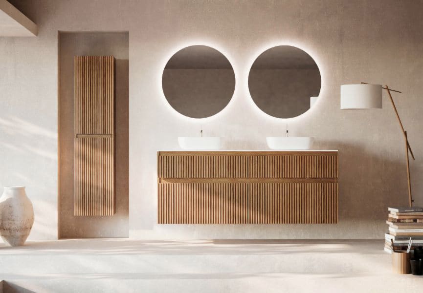 Meubles de salle de bains en bois massif rainuré Alpes 9 Bruntec principal 0