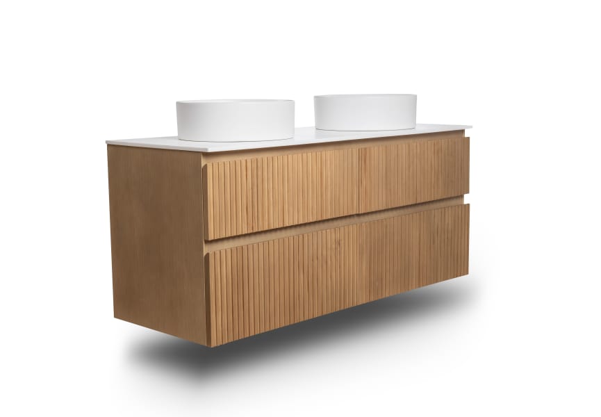 Meubles de salle de bains en bois massif rainuré Alpes 9 Bruntec détail 2