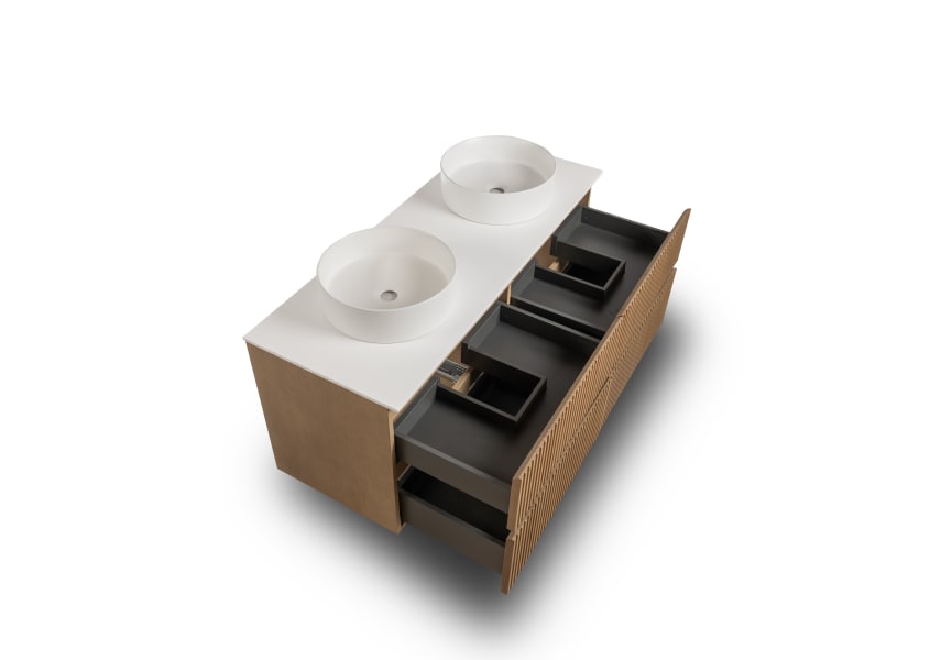 Meubles de salle de bains en bois massif rainuré Alpes 9 Bruntec détail 4