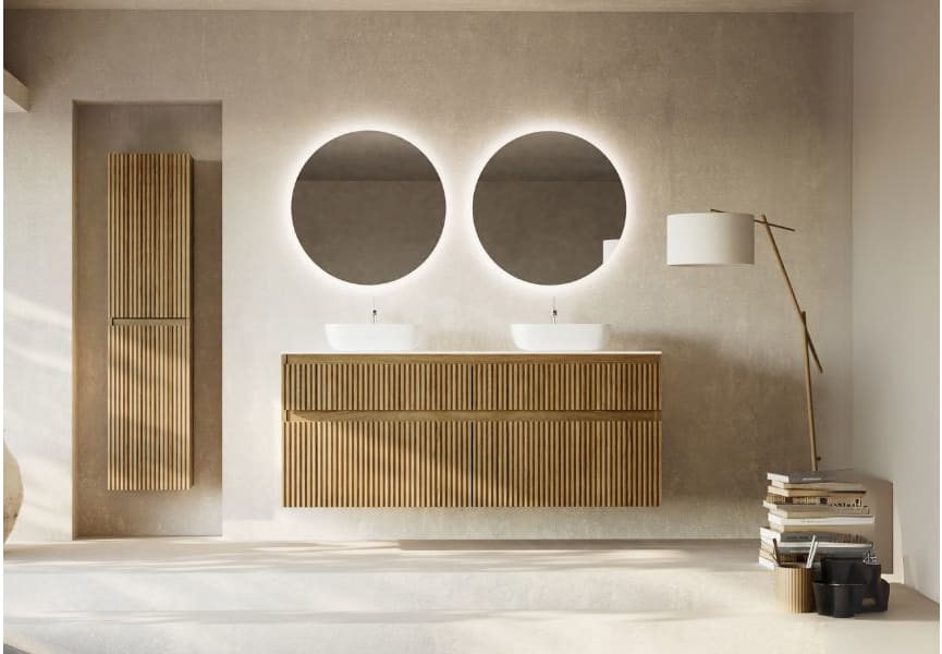 Meubles de salle de bains en bois massif rainuré Alpes 9 Bruntec principal 0