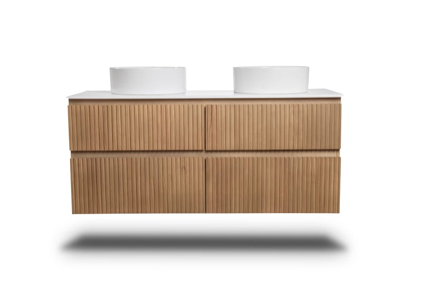 Meubles de salle de bains en bois massif rainuré Alpes 9 Bruntec détail 3