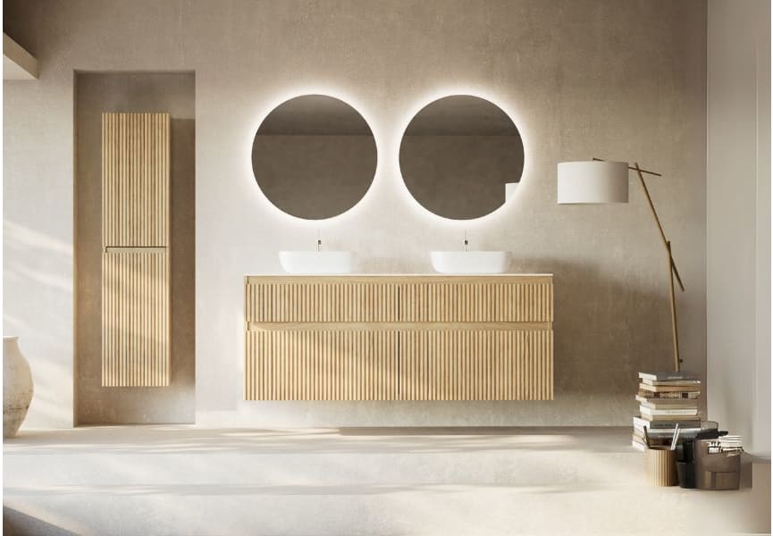 Meubles de salle de bains en bois massif rainuré Alpes 9 Bruntec principal 1