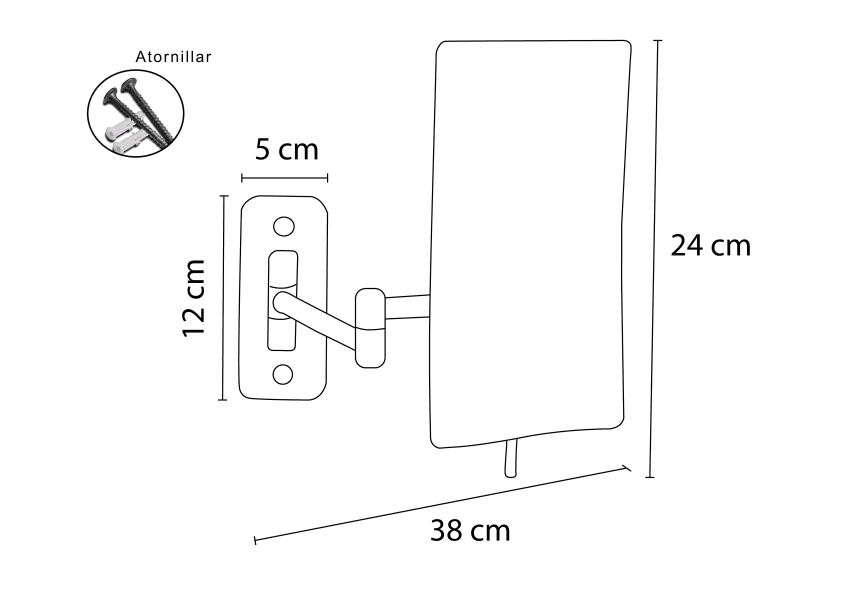 Miroir grossissant mural carré x3 Bruntec croquis 1