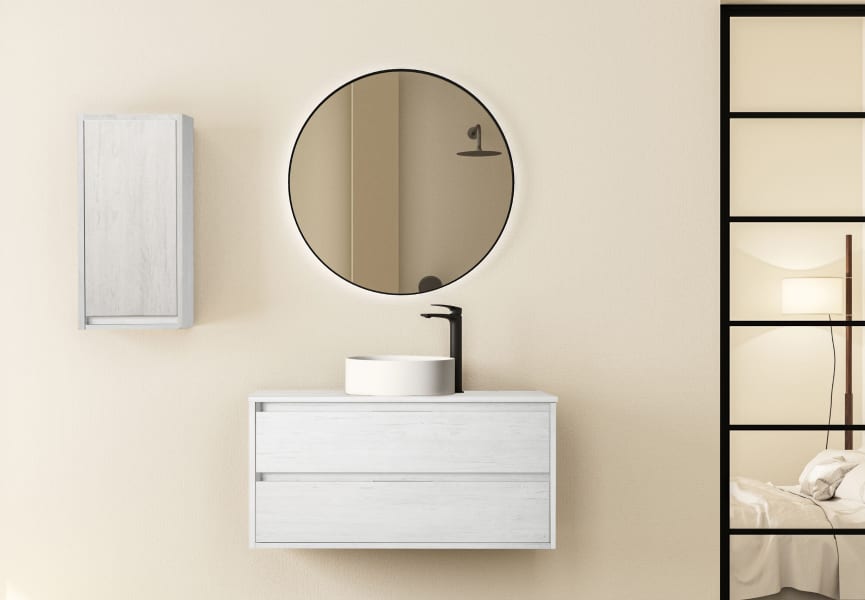 Bruntec Boston Nordic meuble de salle de bain en bois avec plan de toilette principal 5