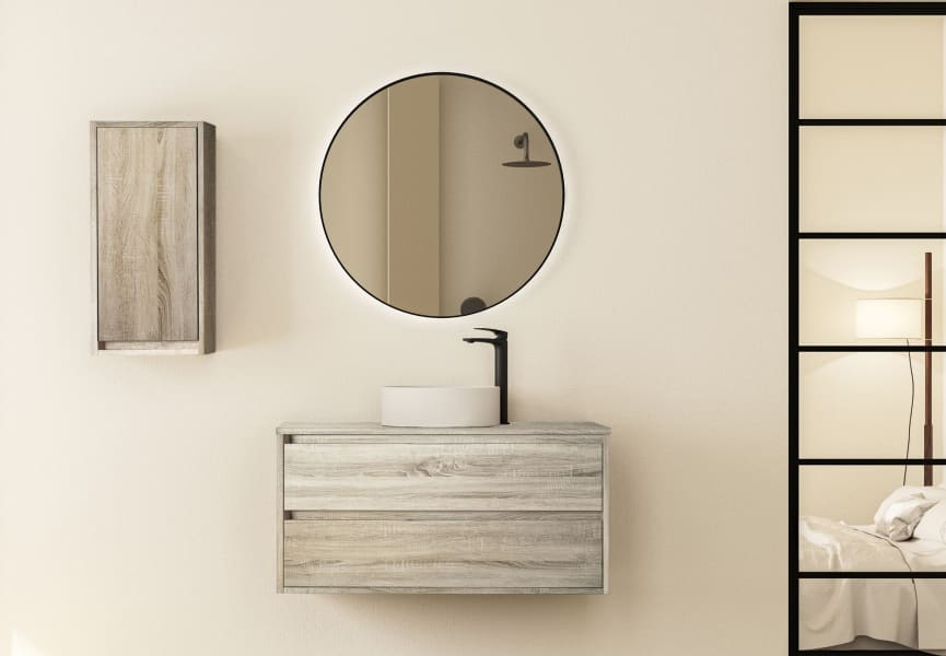 Bruntec Boston Nordic meuble de salle de bain en bois avec plan de toilette principal 4