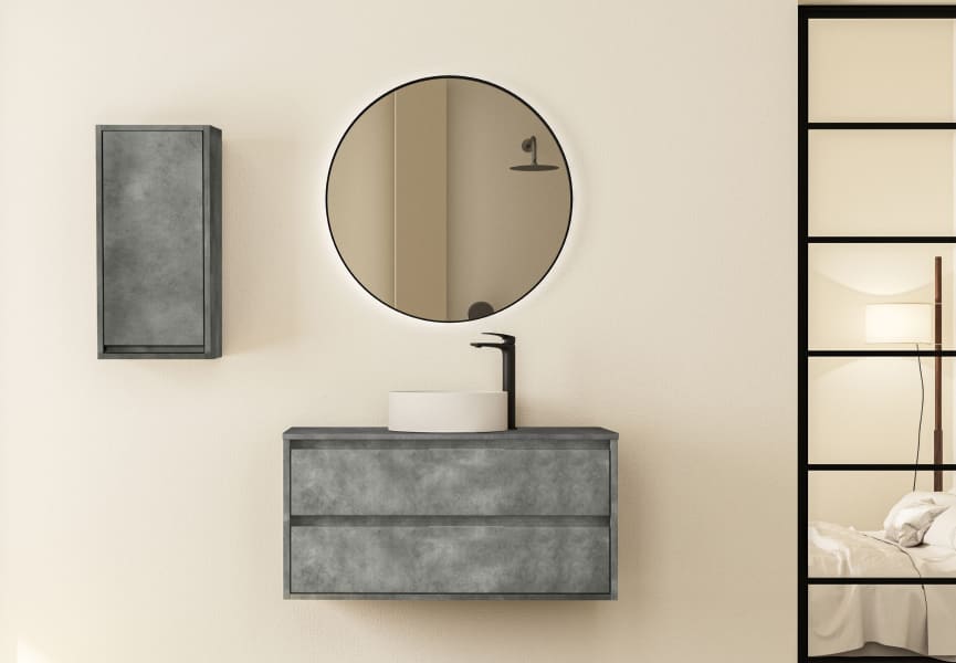 Bruntec Boston Nordic meuble de salle de bain en bois avec plan de toilette principal 3