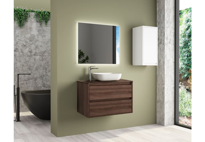 Bruntec Boston Nordic meuble de salle de bain en bois avec plateau en bois principal 6