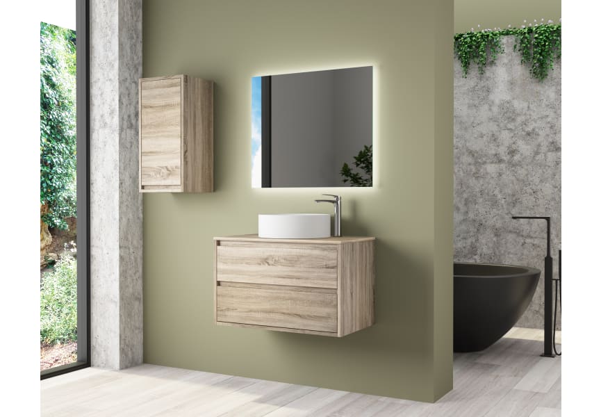 Bruntec Boston Nordic meuble de salle de bain en bois avec plateau en bois principal 4