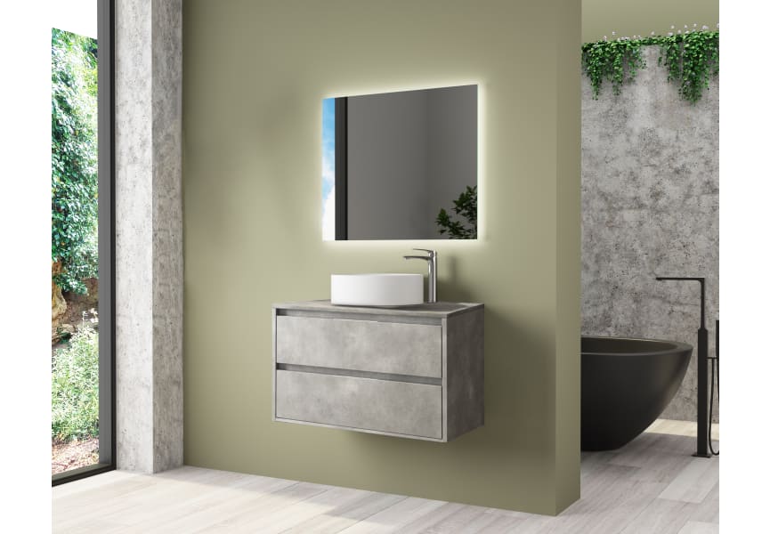 Bruntec Boston Nordic meuble de salle de bain en bois avec plateau en bois principal 3