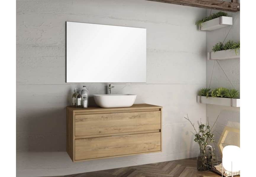 Bruntec Boston Nordic meuble de salle de bain en bois avec plateau en bois principal 0