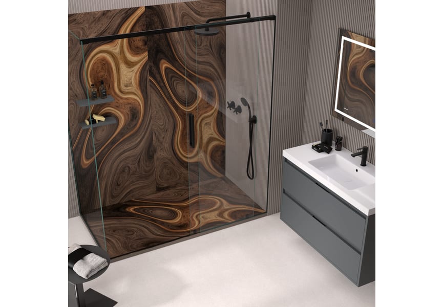 Receveurs de douche en résine décorés Design 3D Madera 2 Bruntec environnement 1