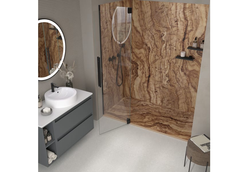 Receveurs de douche en résine décorés Design 3D Bois 2 Bruntec environnement 1