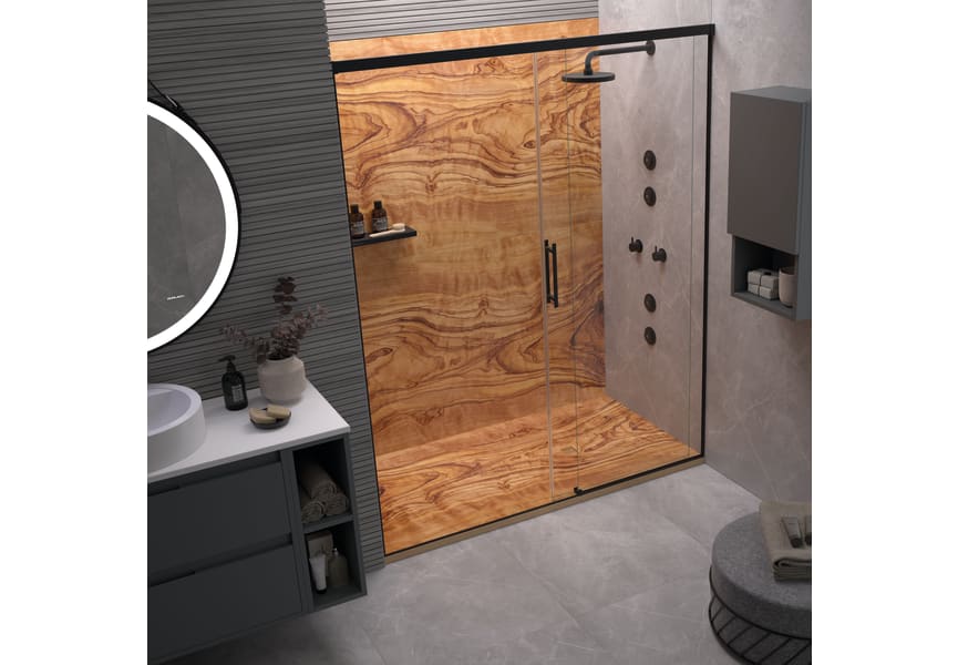 Receveurs de douche en résine décorés Design 3D Madera 2 Bruntec environnement 3