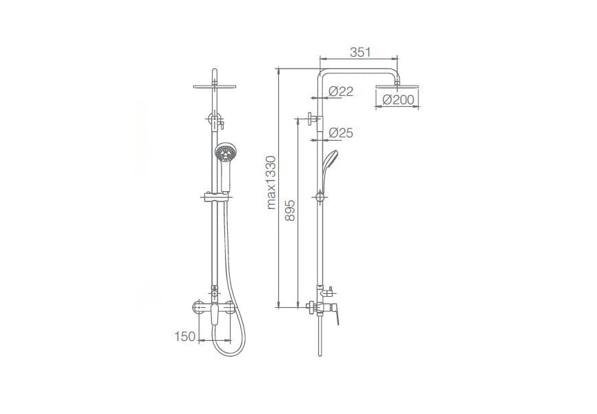 Set de douche Bélgica Imex croquis 2