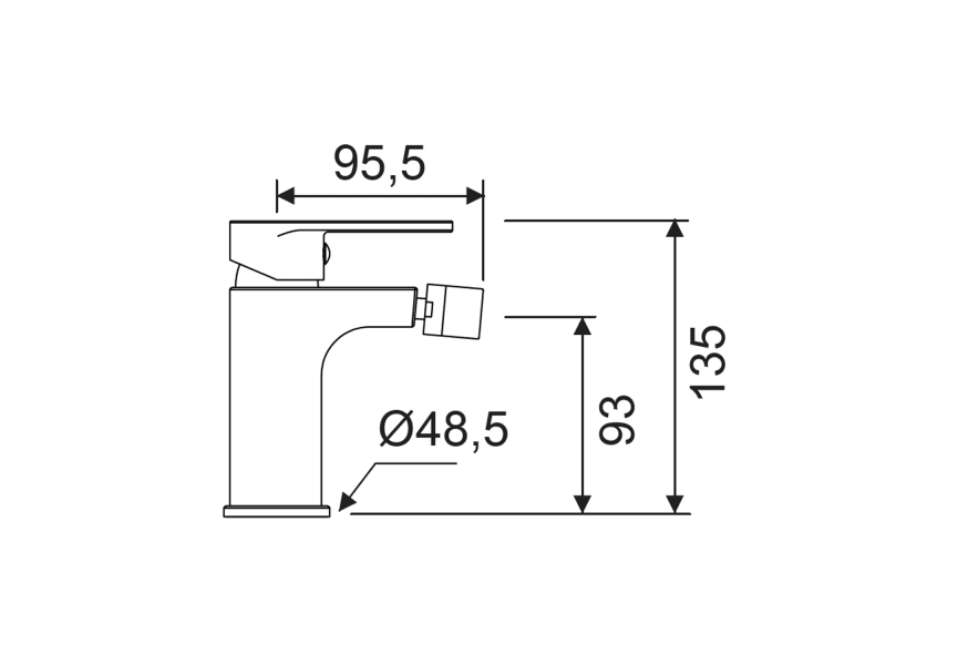 Robinetterie de bidet Aura Lluvibath croquis 3