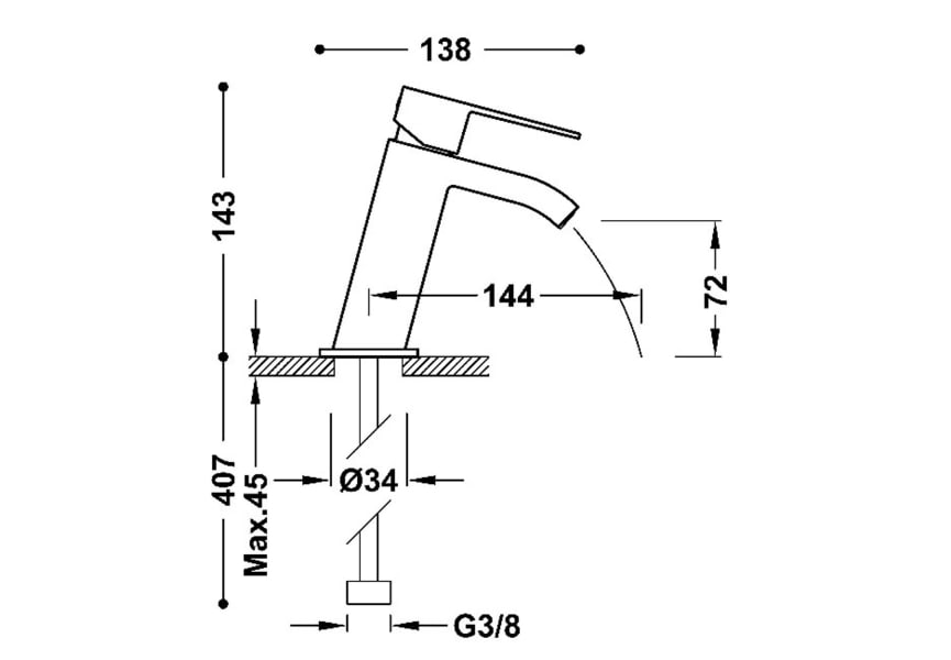 Robinet de lavabo Cuadro Tres croquis 6