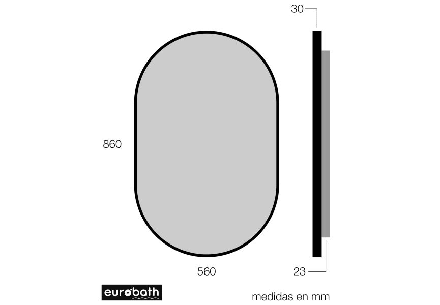 Miroir de salle de bains avec éclairage LED Saba Eurobath croquis 5