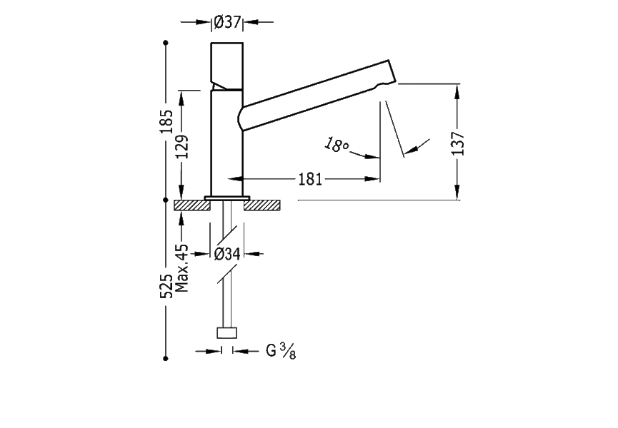 Robinet de lavabo Max Tres croquis 1