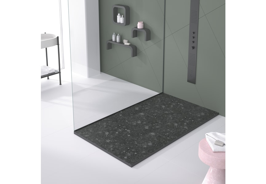 Receveurs de douche en résine décorés Design 3D Terrazzo Bruntec environnement 3