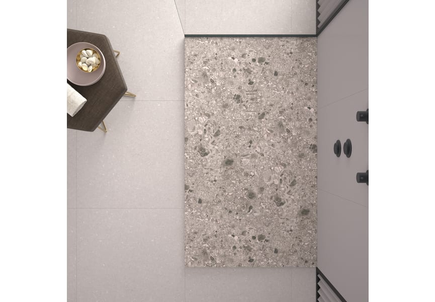 Receveurs de douche en résine décorés Design 3D Terrazzo Bruntec environnement 2