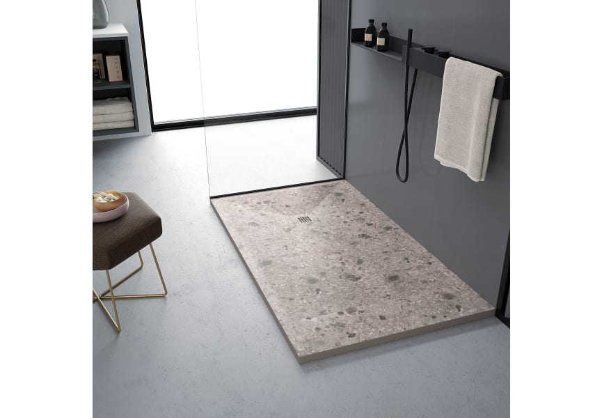 Receveurs de douche en résine décorés Design 3D Terrazzo Bruntec environnement 1