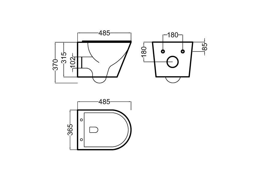 Pack WC suspendu + bidet Lisboa Bruntec croquis 1