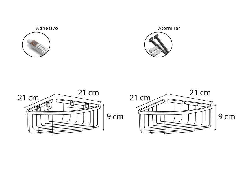 Tablette de douche 600 Bruntec croquis 1
