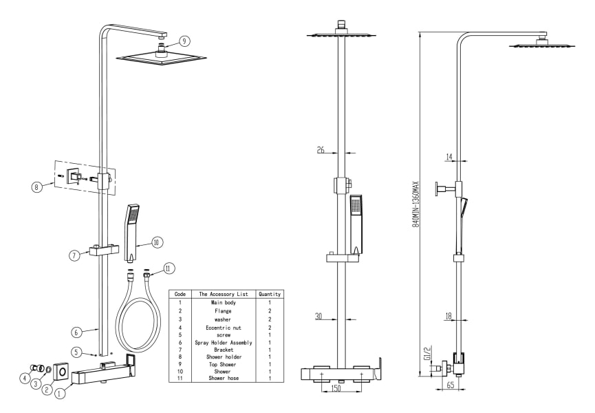 Ensemble de douche Inverter C GME croquis 7