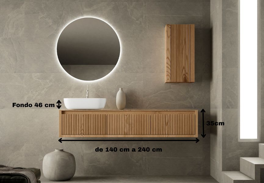 Meuble de salle de bain en bois massif avec plan de toilette Alpes 20 Bruntec croquis 5