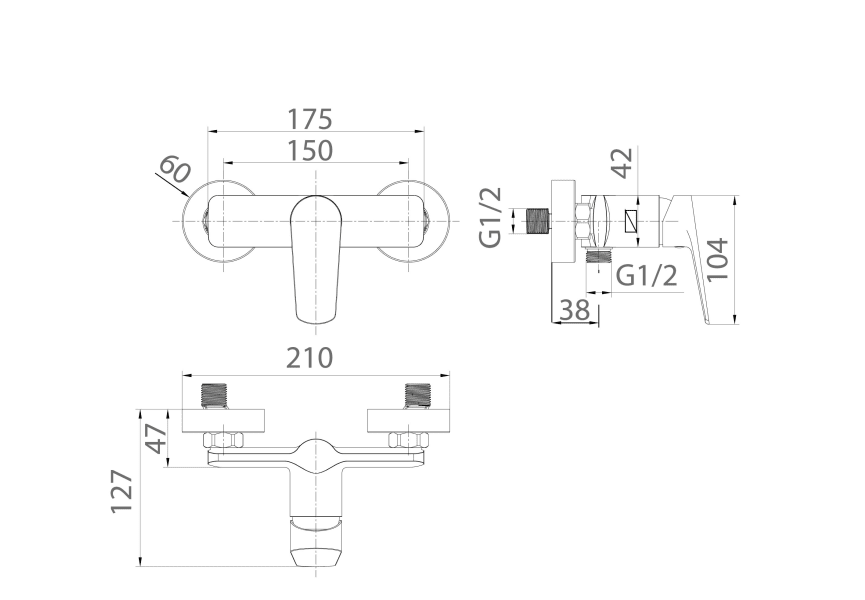 Robinet de douche Belgique Imex croquis 4