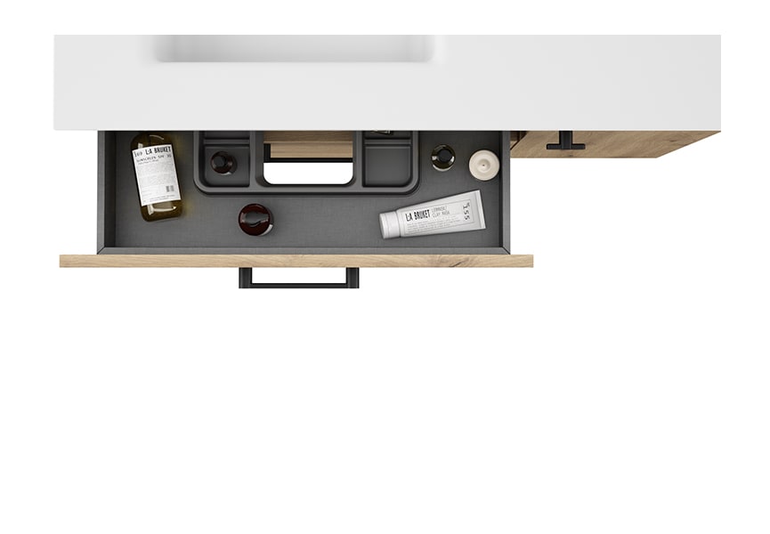 Ensemble de meubles de salle de bains avec banc avec lavabo Flat Verso Viso détail 7