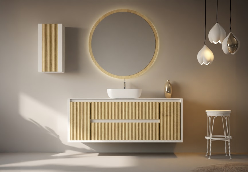 Meuble de salle de bain avec plan de toilette en bois massif Alpes 13 Bruntec principal 3