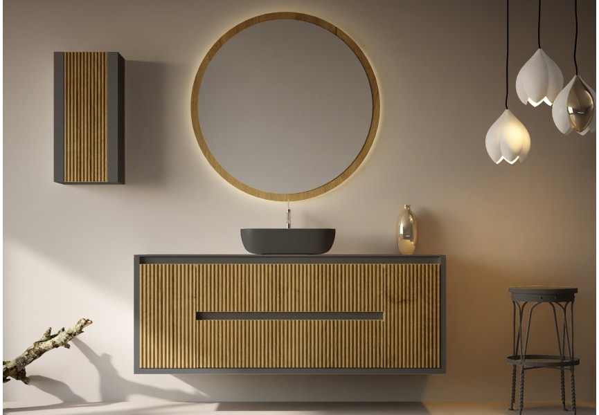 Meuble de salle de bain avec plan de toilette en bois massif Alpes 13 Bruntec principal 0