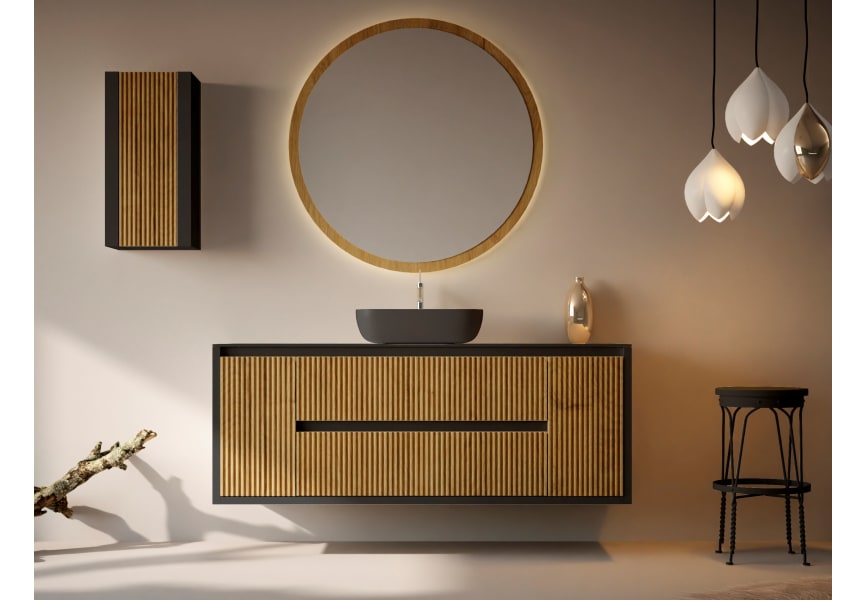Meuble de salle de bains avec plan de toilette en bois massif Alpes 13 Bruntec principal 0